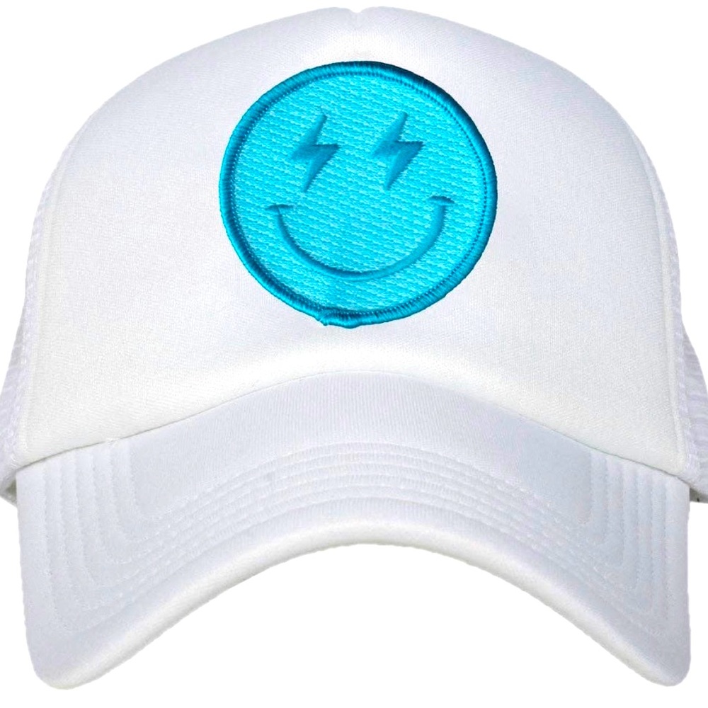 White smiley trucker hat